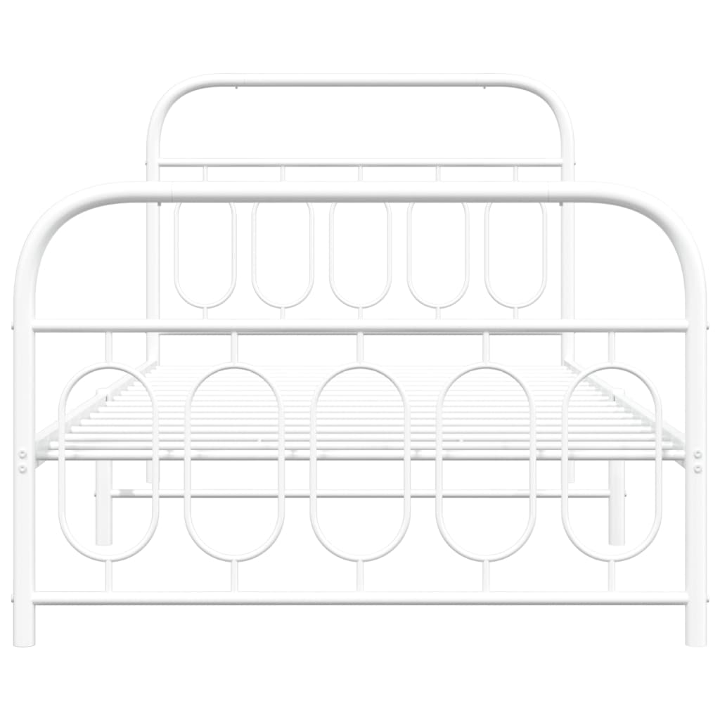 vidaXL Bed Frame White Steel Twin Bed Frame Rectangular Modern