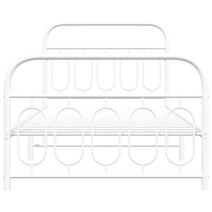 vidaXL Bed Frame White Steel Twin Bed Frame Rectangular Modern