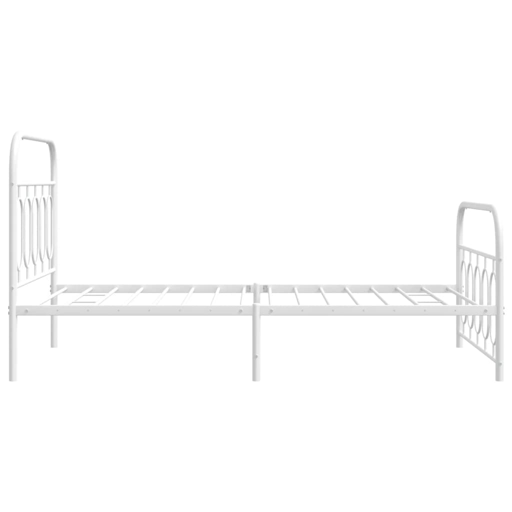 vidaXL Bed Frame White Steel Twin Bed Frame Rectangular Modern