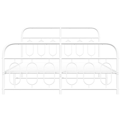 Metal Bed Frame without Mattress with Footboard White 140x200cm