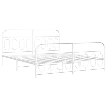 Metal Bed Frame without Mattress with Footboard White 183x213cm