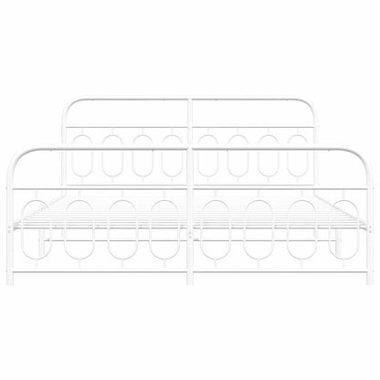 Metal Bed Frame without Mattress with Footboard White 183x213cm