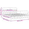 Metal Bed Frame without Mattress with Footboard White 193x203cm