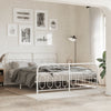 Metal Bed Frame without Mattress with Footboard White 193x203cm