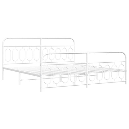 Metal Bed Frame without Mattress with Footboard White 200x200cm