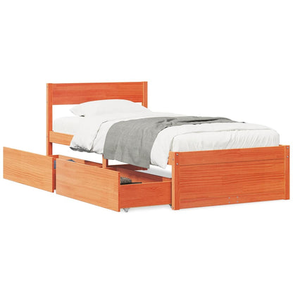 Bed Frame without Mattress Wax Brown 100x200 cm Solid Wood Pine