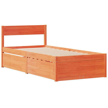 Bed Frame without Mattress Wax Brown 100x200 cm Solid Wood Pine