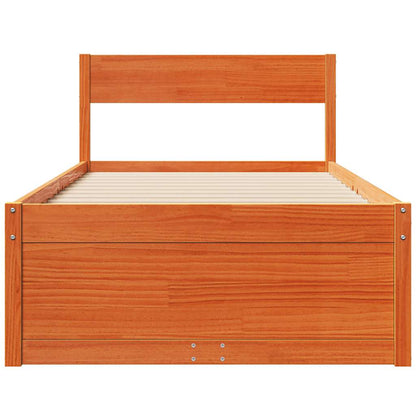 Bed Frame without Mattress Wax Brown 100x200 cm Solid Wood Pine