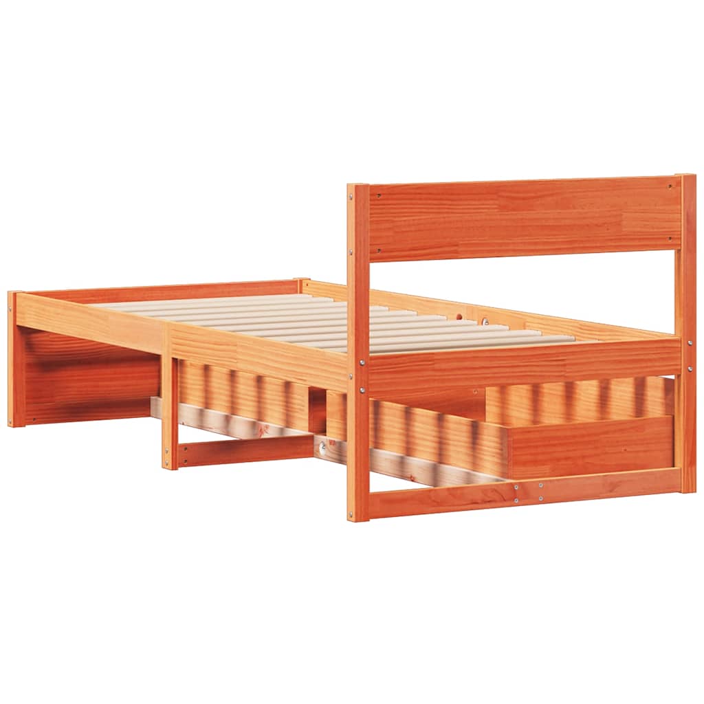 Bed Frame without Mattress Wax Brown 100x200 cm Solid Wood Pine