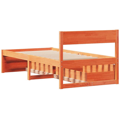 Bed Frame without Mattress Wax Brown 100x200 cm Solid Wood Pine