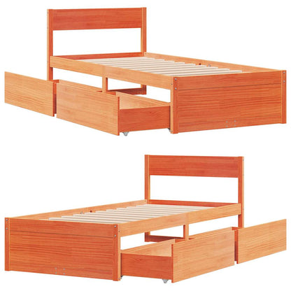 Bed Frame without Mattress Wax Brown 100x200 cm Solid Wood Pine