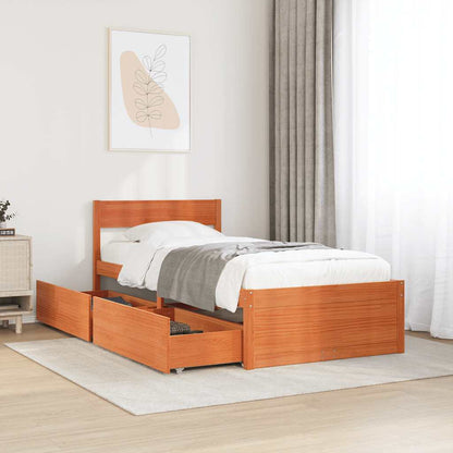 Bed Frame without Mattress Wax Brown 100x200 cm Solid Wood Pine