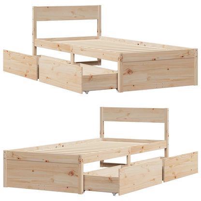 Bed Frame without Mattress 90x200 cm Solid Wood Pine