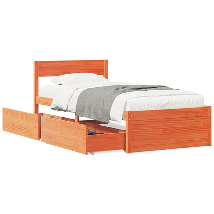 Bed Frame without Mattress Wax Brown 90x200 cm Solid Wood Pine