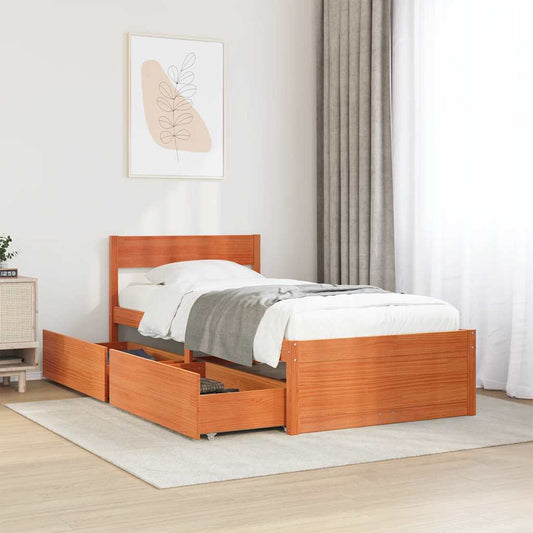 Bed Frame without Mattress Wax Brown 90x190 cm Single Solid Wood Pine