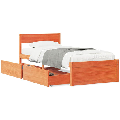 Bed Frame without Mattress Wax Brown 75x190 cm Small Single Solid Wood Pine