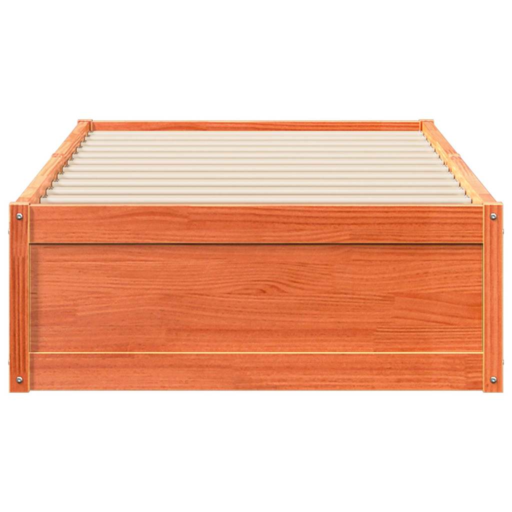 Bed Frame without Mattress Wax Brown 100x200 cm Solid Wood Pine