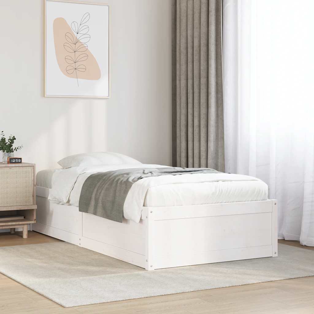 Bed Frame without Mattress White 90x200 cm Solid Wood Pine