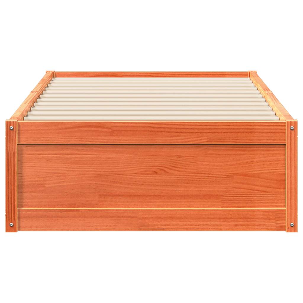 Bed Frame without Mattress Wax Brown 90x190 cm Single Solid Wood Pine