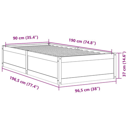 Bed Frame without Mattress Wax Brown 90x190 cm Single Solid Wood Pine