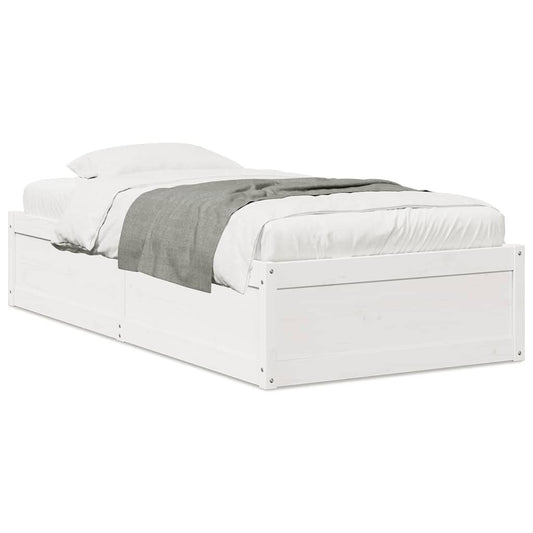 Bed Frame without Mattress White 75x190 cm Small Single Solid Wood Pine