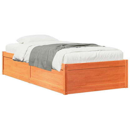 Bed Frame without Mattress Wax Brown 75x190 cm Small Single Solid Wood Pine