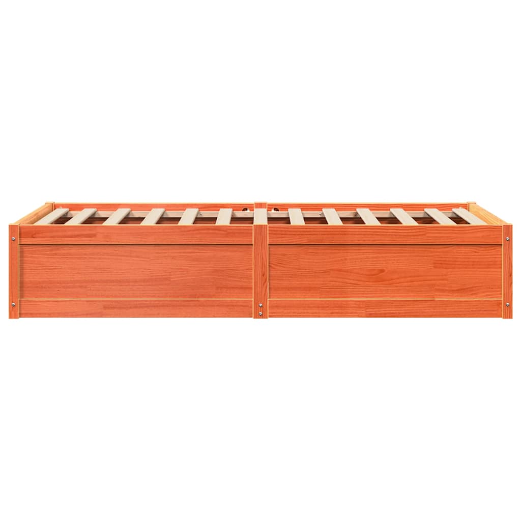 Bed Frame without Mattress Wax Brown 75x190 cm Small Single Solid Wood Pine