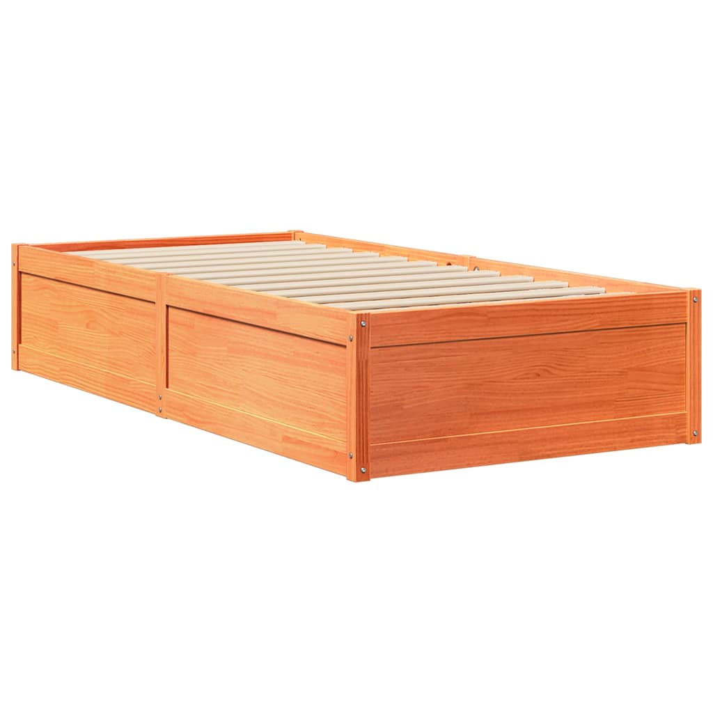 Bed Frame without Mattress Wax Brown 75x190 cm Small Single Solid Wood Pine