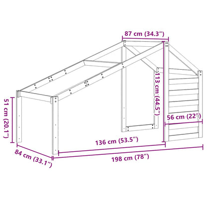 Kids' Bed Roof 198x87x113 cm Solid Wood Pine