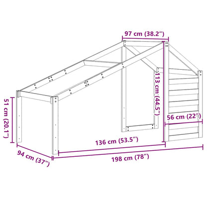 Kids' Bed Roof White 198x97x113 cm Solid Wood Pine