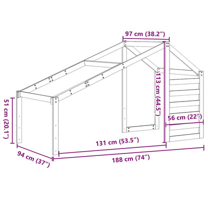 Kids' Bed Roof Wax Brown 188x97x113 cm Solid Wood Pine