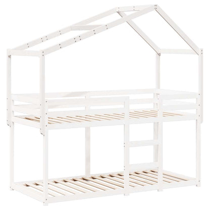 Kids' Bed Roof White 213x95.5x144.5 cm Solid Wood Pine