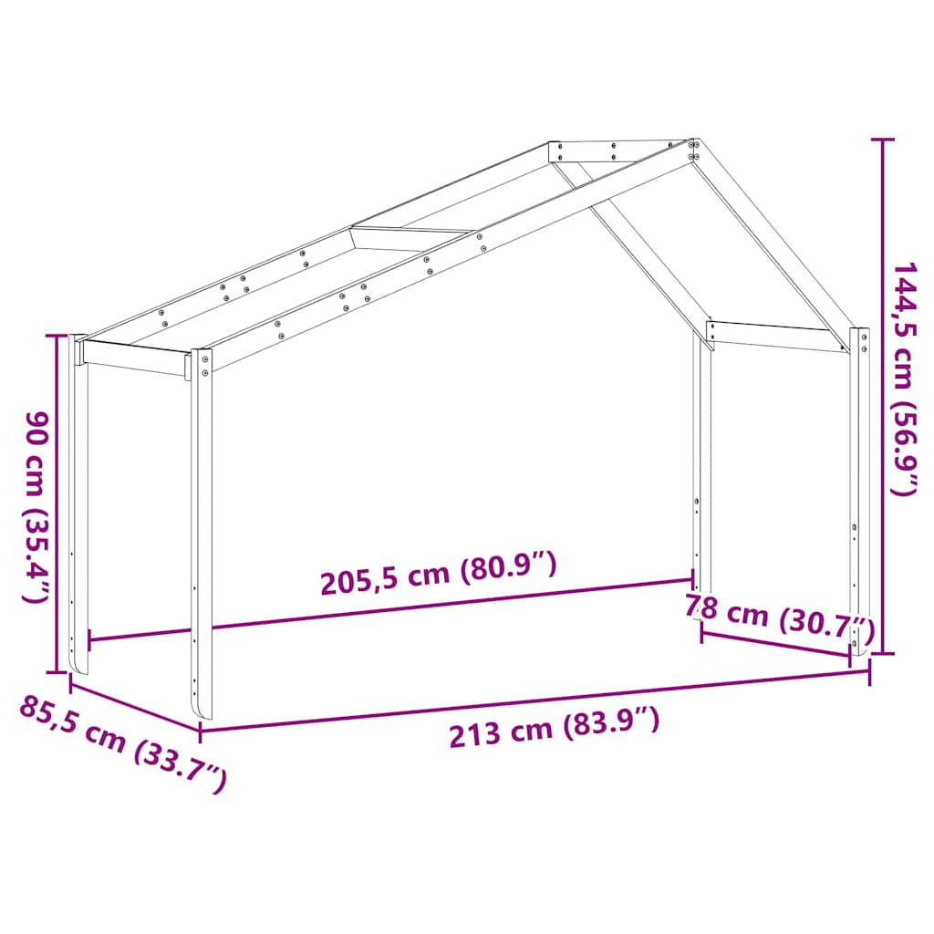 Kids' Bed Roof 213x85.5x144.5 cm Solid Wood Pine