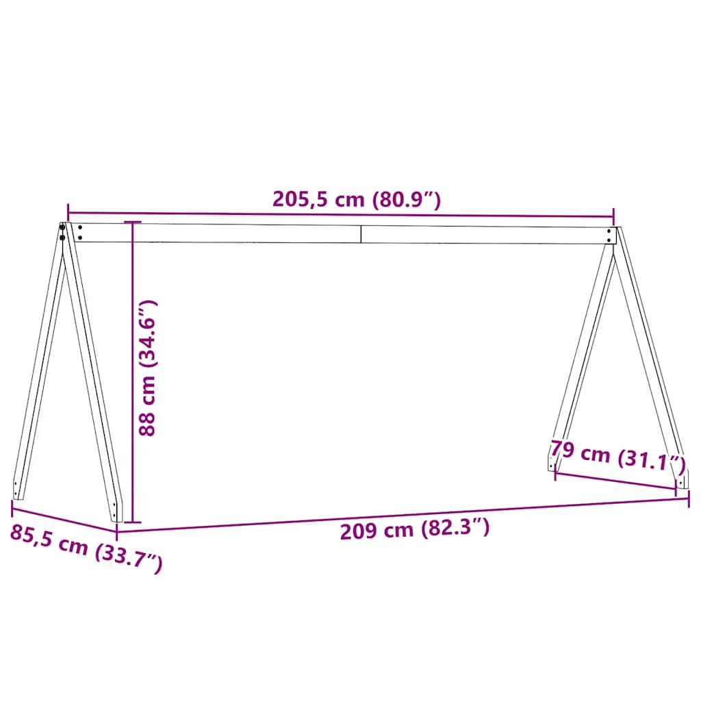 Kids' Bed Roof 209x85.5x88 cm Solid Wood Pine