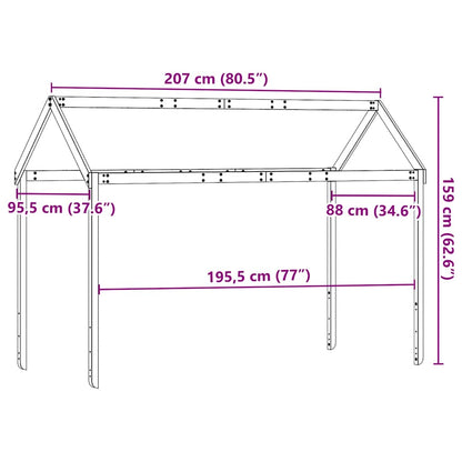 Kids' Bed Roof White 207x95.5x159 cm Solid Wood Pine