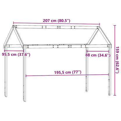 Kids' Bed Roof Wax Brown 207x95.5x159 cm Solid Wood Pine