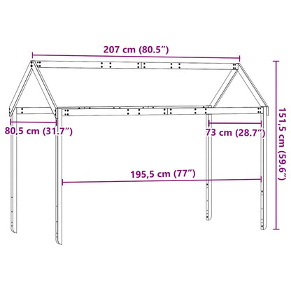 Kids' Bed Roof 207x80.5x151.5 cm Solid Wood Pine