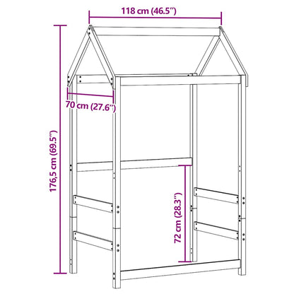 Kids' Bed Roof White 118x70x176.5 cm Solid Wood Pine