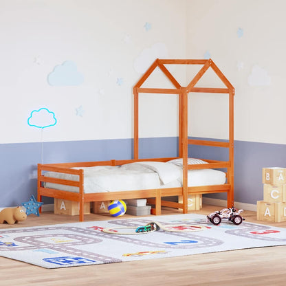Kids' Bed Roof Wax Brown 98x70x176.5 cm Solid Wood Pine