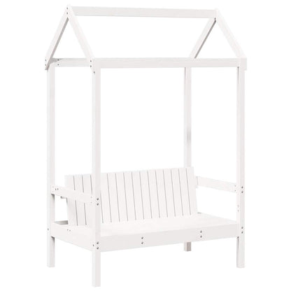 Bench with Roof White 117.5x70x176.5 cm Solid Wood Pine