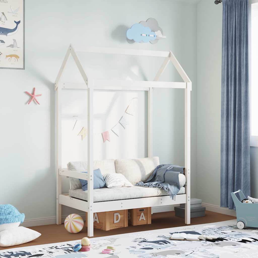 Bench with Roof White 117.5x70x176.5 cm Solid Wood Pine