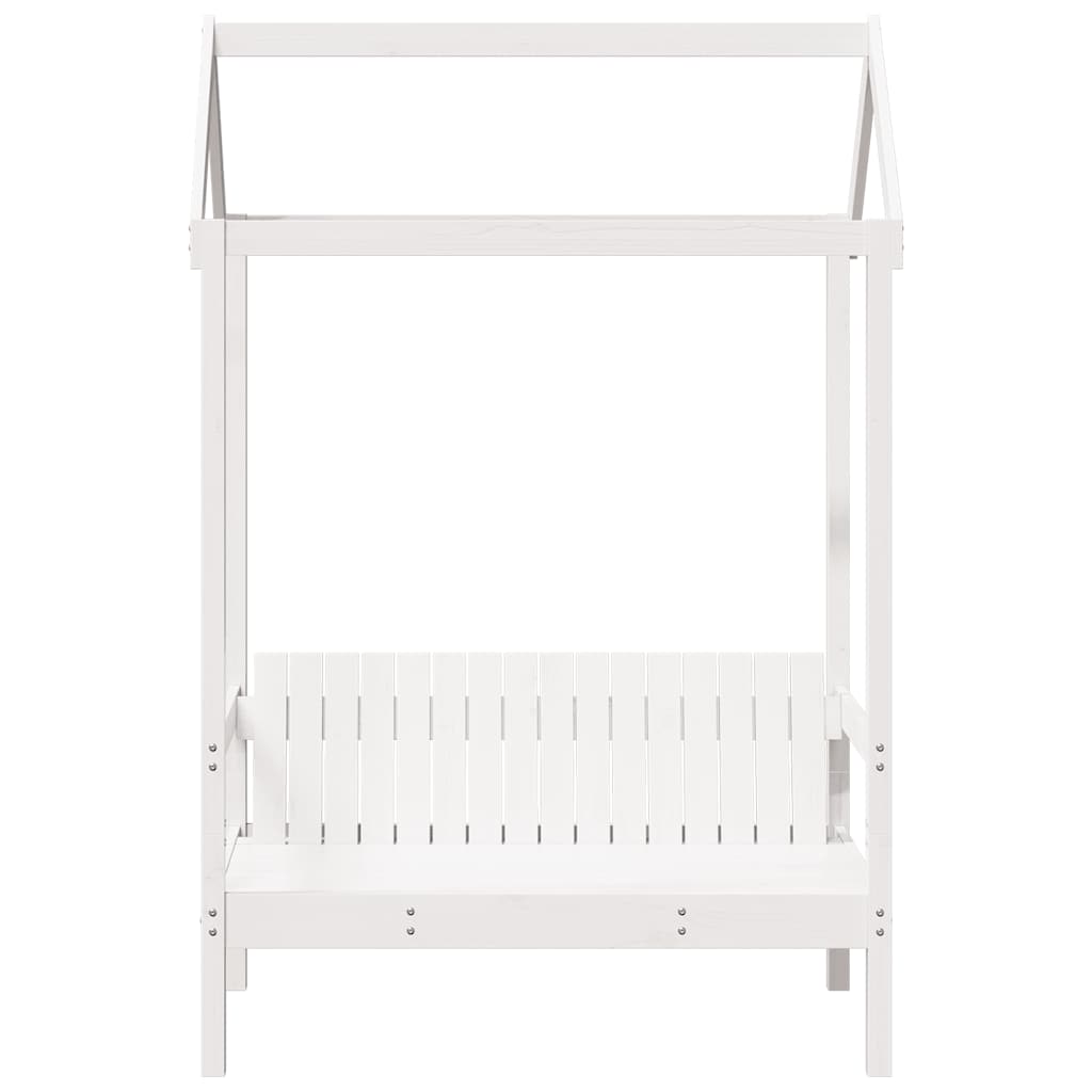 Bench with Roof White 117.5x70x176.5 cm Solid Wood Pine