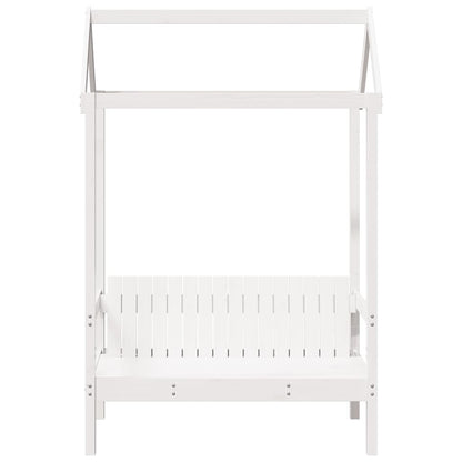 Bench with Roof White 117.5x70x176.5 cm Solid Wood Pine