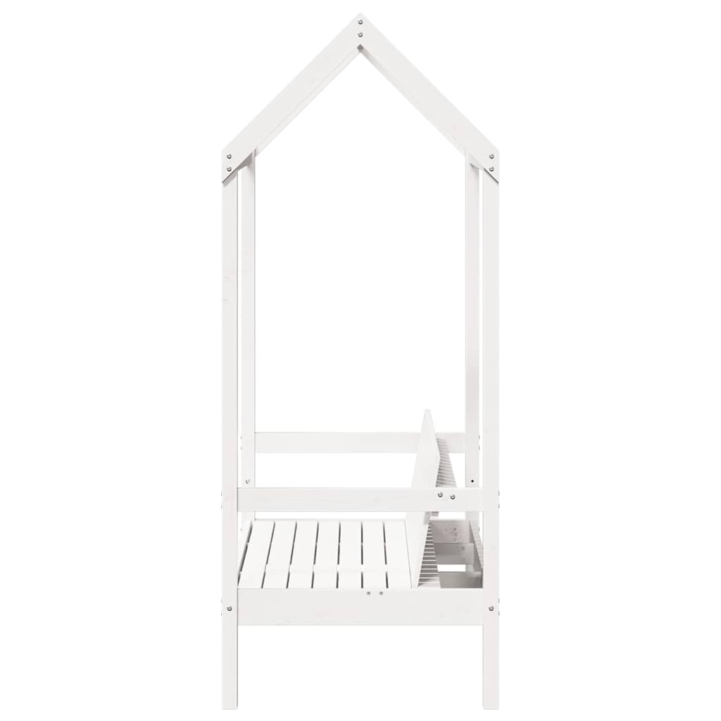 Bench with Roof White 117.5x70x176.5 cm Solid Wood Pine