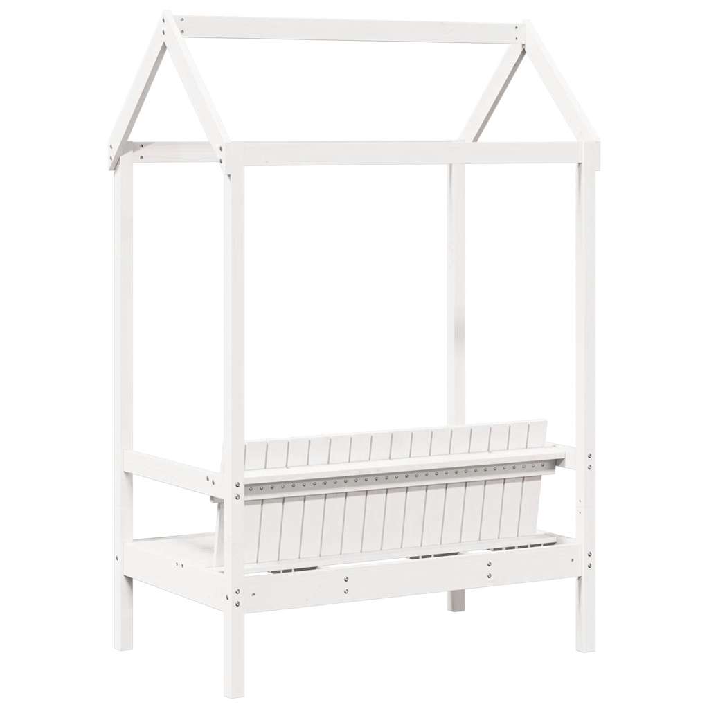 Bench with Roof White 117.5x70x176.5 cm Solid Wood Pine