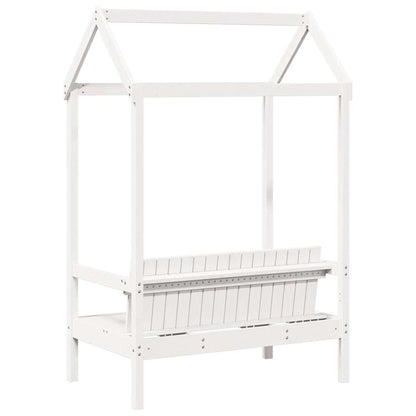 Bench with Roof White 117.5x70x176.5 cm Solid Wood Pine