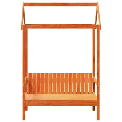 Bench with Roof Wax Brown 117.5x70x176.5 cm Solid Wood Pine