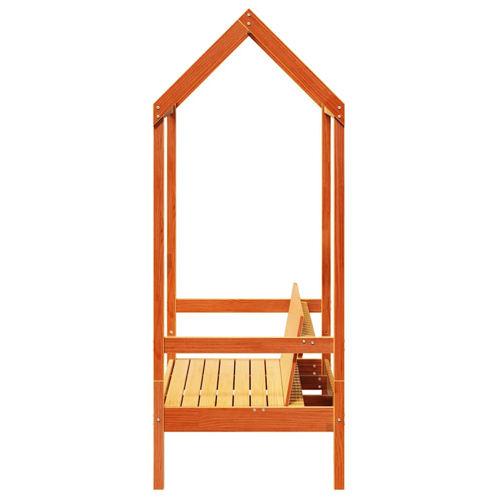 Bench with Roof Wax Brown 117.5x70x176.5 cm Solid Wood Pine