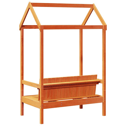 Bench with Roof Wax Brown 117.5x70x176.5 cm Solid Wood Pine