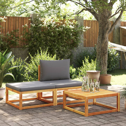 3 Piece Garden Sofa Set with Cushions Wood Acacia&Rope